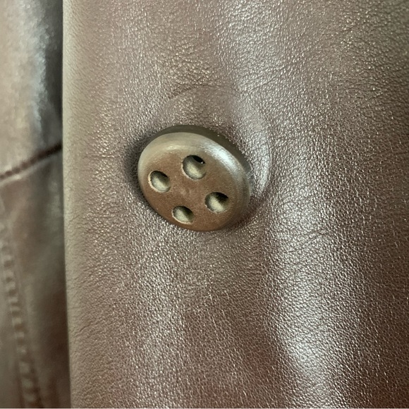 Vintage Chocolate Brown Leather Jacket with Red Rose - Picture 13 of 16